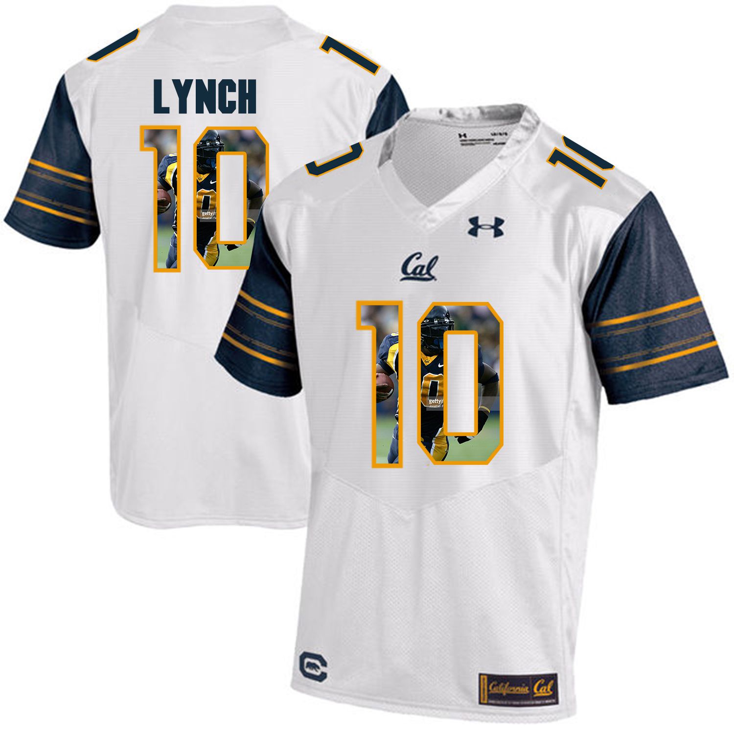 Men California Golden Bears 10 Marshawn Lynch White Customized NCAA Jerseys1